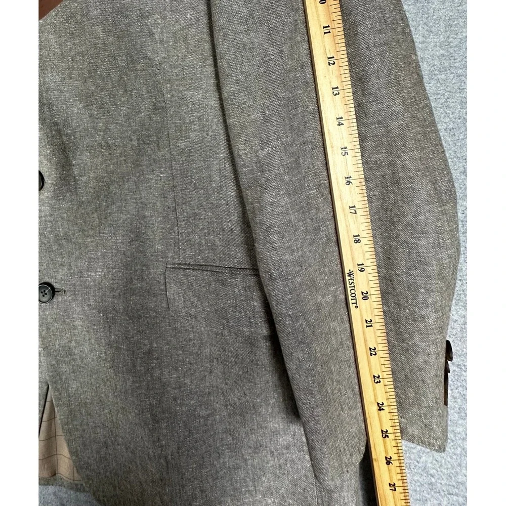 Stafford Sport Coat 44L Long Taupe Gray Brown Linen Cotton Classic Fit Blazer